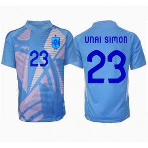 Fotbalové Dres Španělsko Unai Simon #23 Brankářské Domácí Oblečení ME 2024 Krátký Rukáv